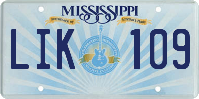 MS license plate LIK109