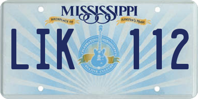 MS license plate LIK112