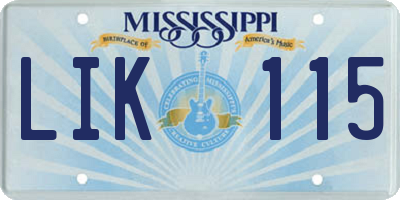 MS license plate LIK115