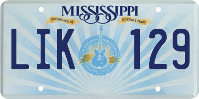 MS license plate LIK129