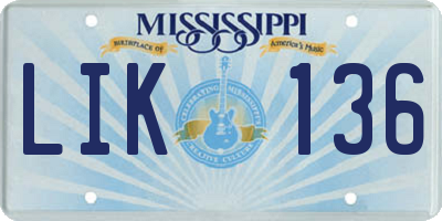 MS license plate LIK136