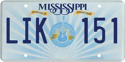 MS license plate LIK151