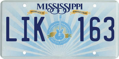 MS license plate LIK163