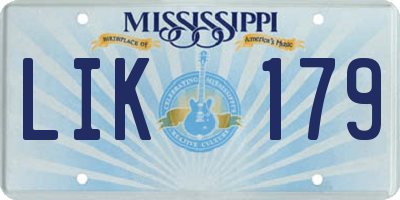 MS license plate LIK179