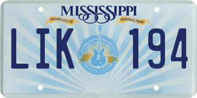MS license plate LIK194