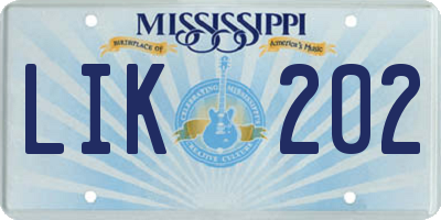 MS license plate LIK202