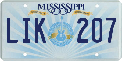 MS license plate LIK207