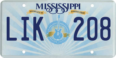 MS license plate LIK208