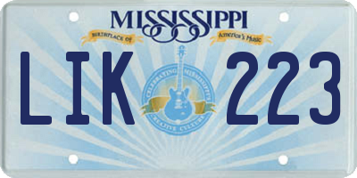 MS license plate LIK223