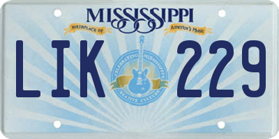 MS license plate LIK229