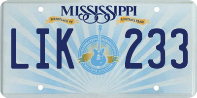 MS license plate LIK233
