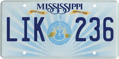 MS license plate LIK236