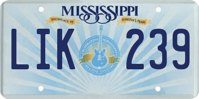 MS license plate LIK239