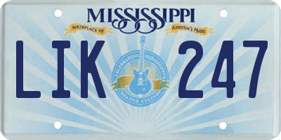 MS license plate LIK247
