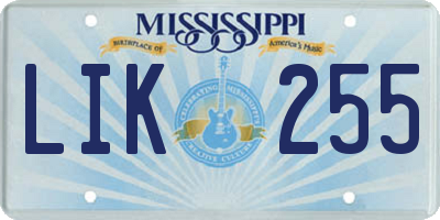 MS license plate LIK255