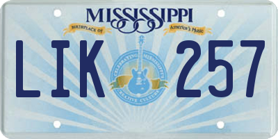 MS license plate LIK257