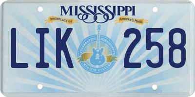MS license plate LIK258