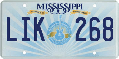 MS license plate LIK268