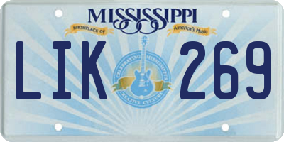 MS license plate LIK269