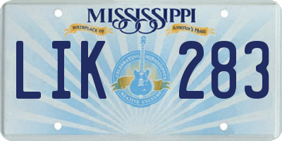 MS license plate LIK283