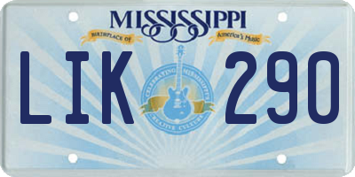 MS license plate LIK290