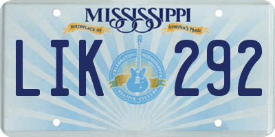 MS license plate LIK292