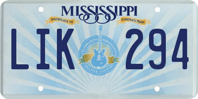 MS license plate LIK294