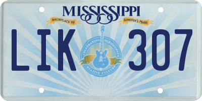 MS license plate LIK307