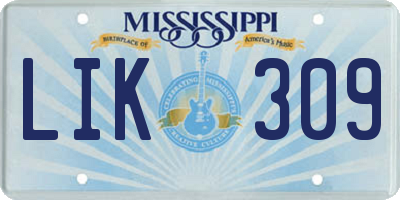 MS license plate LIK309