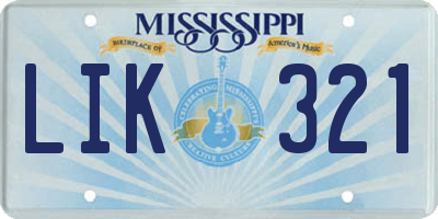 MS license plate LIK321