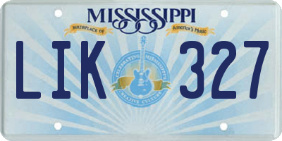 MS license plate LIK327
