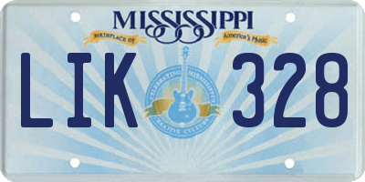 MS license plate LIK328