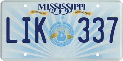 MS license plate LIK337