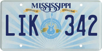 MS license plate LIK342
