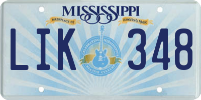 MS license plate LIK348