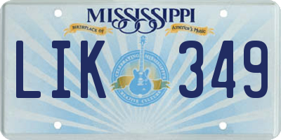 MS license plate LIK349