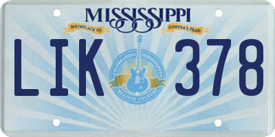 MS license plate LIK378