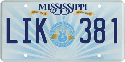MS license plate LIK381