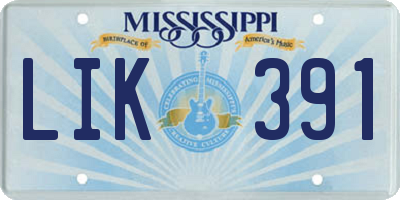 MS license plate LIK391