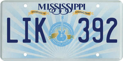 MS license plate LIK392