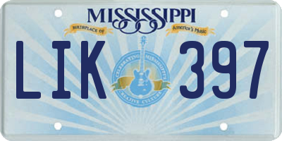 MS license plate LIK397