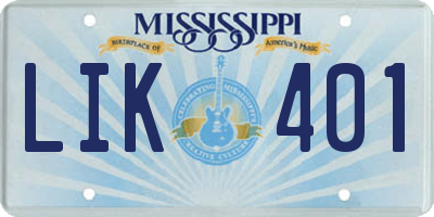 MS license plate LIK401