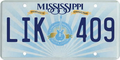 MS license plate LIK409