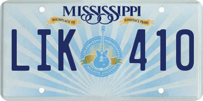 MS license plate LIK410