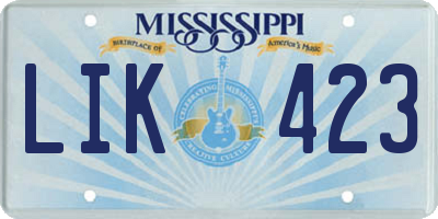 MS license plate LIK423