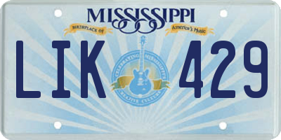 MS license plate LIK429