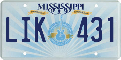 MS license plate LIK431