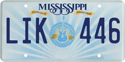 MS license plate LIK446