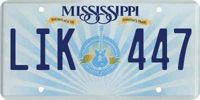 MS license plate LIK447