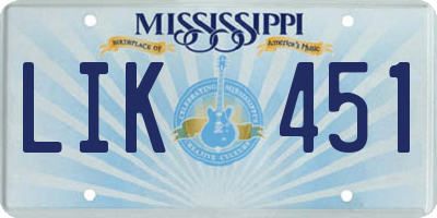 MS license plate LIK451